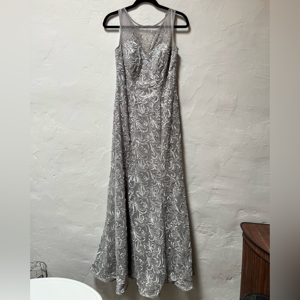 Formal gray beaded gown